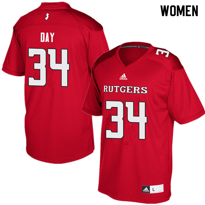 Women #34 Parker Day Rutgers Scarlet Knights College Football Jerseys Sale-Red